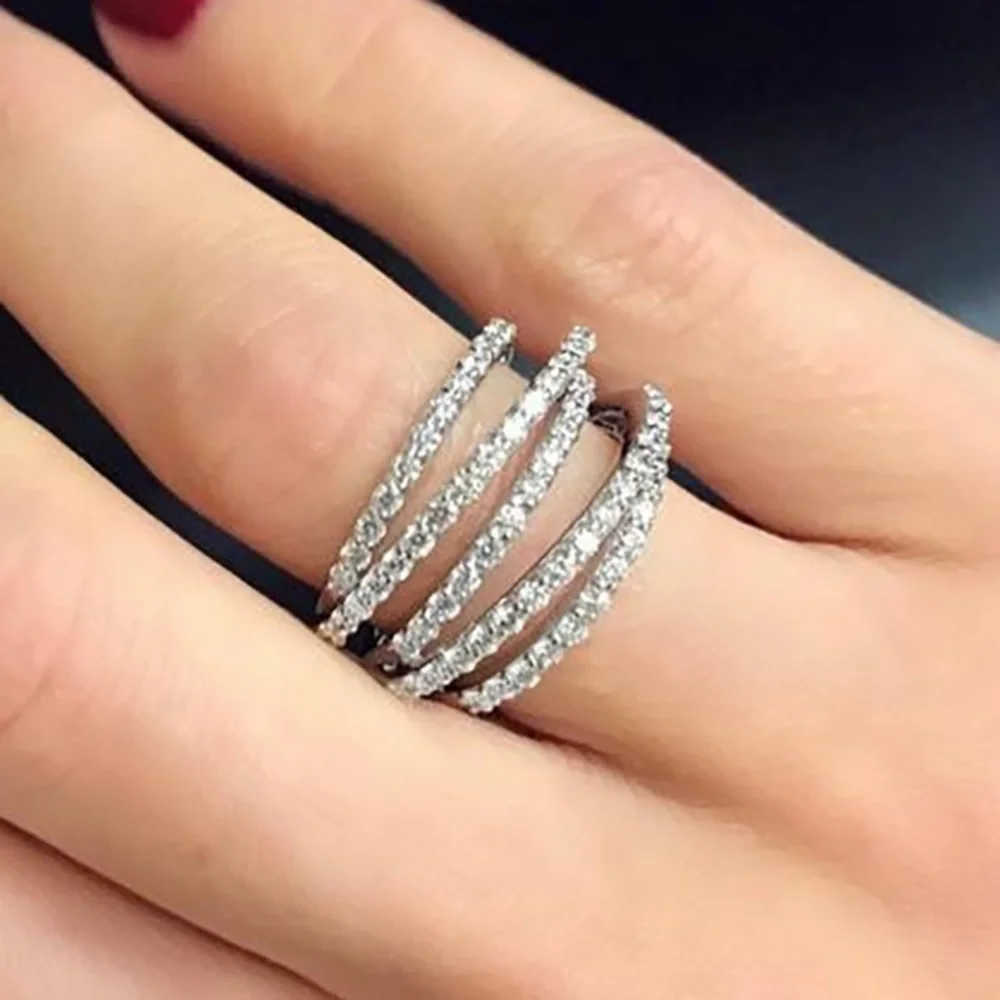 New Cross Lines 925 Stamped Diamond Ring - Picture 1 of 5